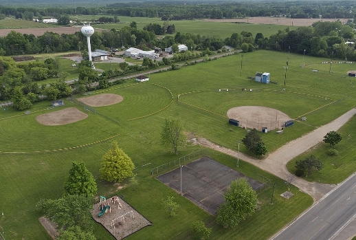 an aerial view of McPhail Fied in Scottville, Michigan